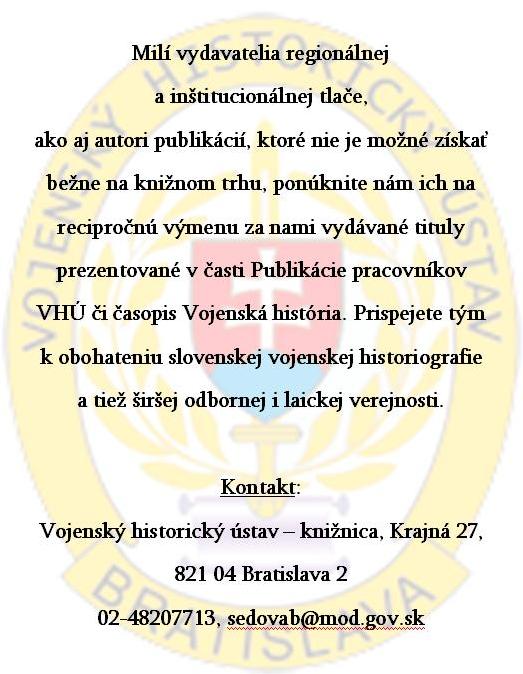 Výzva na recipročnu výmenu publikácii