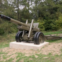 Howitzer type 37 calibre 152 mm re-located from the village Dobroslava and installed in the area of the Tower at Dukla  – August 2009