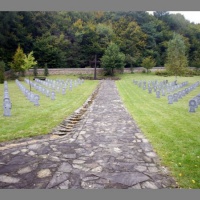 A total view to the graves from he graveyards gate