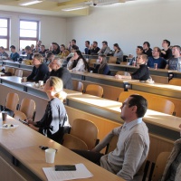 Pohľad na auditórium odborného seminára o každodennom živote v stredoveku na Univerzite Konštantína Filozofa v Nitre 19. novembra 2019