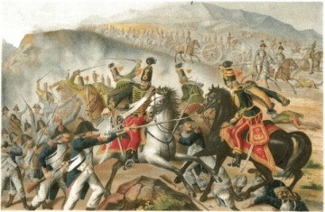 podplukovník Michal Fedák (prvý sprava na koni) v bitke pri Travisiu