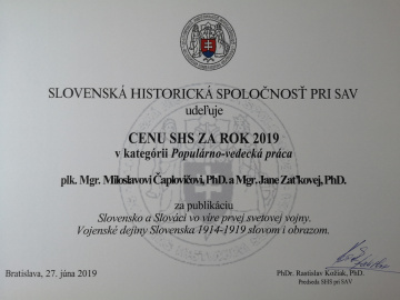Odovzdávanie cien Slovenskej historickej spoločnosti za rok 2019