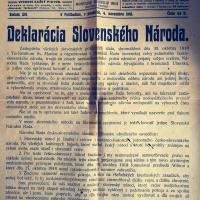 Deklarácia slovenského národa 30.10.1918 - Slovenský týždenník - 4.11.1918 (1)