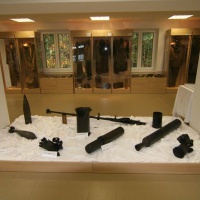 The exhibition and information pavilion at Dukla – the exposition of the uniforms and the weaponry from the WWII