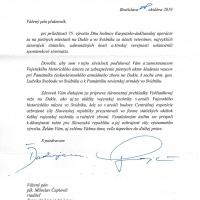 Ďakovný list ministra obrany SR pracovníkom VHÚ.
