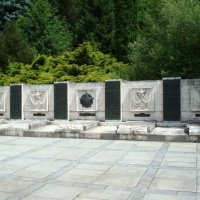 Symbolic tombs of killed Soviet infantry members, turret heads, artillerymen and aviators