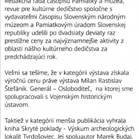 Výstava "Milan Rastislav Štefánik. Generál – Osloboditeľ" získala prestížne ocenenie