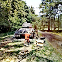 Pieskovanie tanku T 34 na Dukle - 30 6 2022