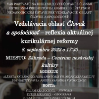 Človek a spoločnosť - 8.9.2022 17,30 h.