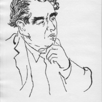 Novinár a spisovateľ Egon Ervín Kisch - perokresba 