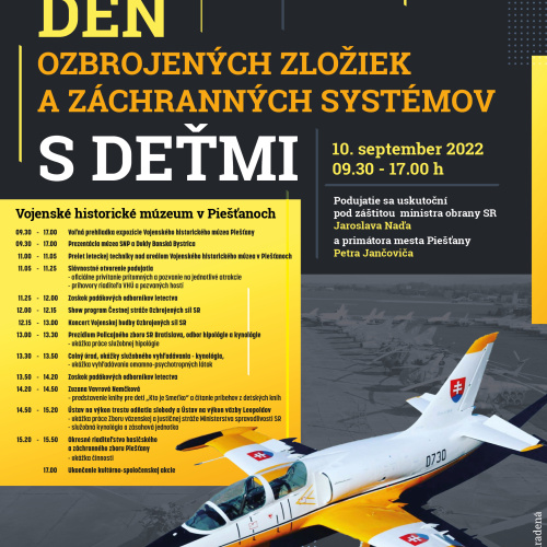 14. ročník Dňa ozbrojených zložiek a záchranných systémov vo VHM Piešťany, 10. septembra 2022 - avízo