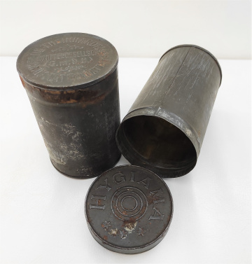 Starožitná plechová dóza Hygiama