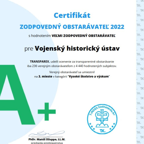 ocenenie Zodpovedný verejný obstarávateľ za rok 2022