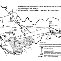 VHÚ-VHA BA - Smery postupu intervenčných vojsk v priestore Východného vojenského okruhu v auguste v roku 1968 (autor M. Púčik)