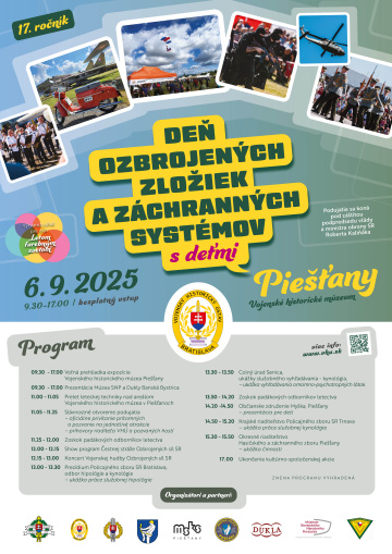 Deň ozbrojených zložiek a záchranných systémov s deťmi vo Vojenskom historickom múzeu Piešťany, 6. septembra 2025 - 17. ročník - avízo