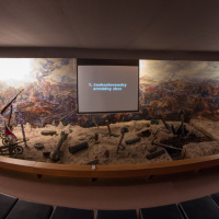 dioráma v Centrálnej expozícii VHM – Mo Svidník, (2017).  45 mm sovietsky protitankový kanón vz. 42