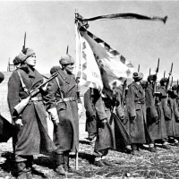 9. Nástup 1. čs. samostatného poľného práporu v obci Veseloje (apríl 1943)