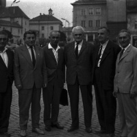 pplk.Ilja Deretič na návšteve Múzea SNP, Vitalay, Oškvarek, Dobrovodský, Perko, Galba, Deretič v sept.1966, Banská Bystrica