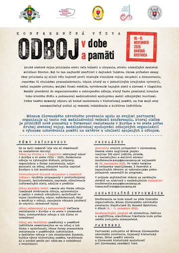 Konferenčná výzva - Odboj v dobe a pamäti