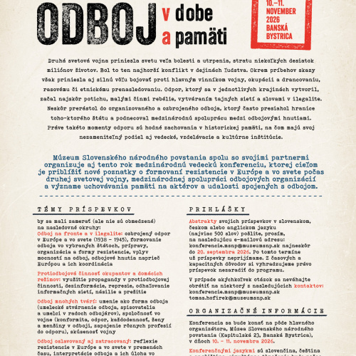 Konferenčná výzva - Odboj v dobe a pamäti