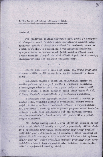Informácia o vývoji vojensko-politickej situácie v Československej ľudovej armáde po 20. auguste 1968