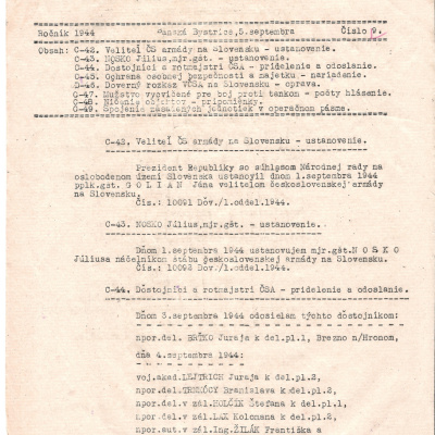 Dôverný vojenský rozkaz Veliteľstva československej armády na Slovensku z 5. septembra 1944
