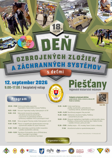 Deň ozbrojených zložiek a záchranných systémov s deťmi vo Vojenskom historickom múzeu Piešťany, 12. septembra 2026 - 18. ročník – avízo