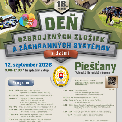 Deň ozbrojených zložiek a záchranných systémov s deťmi vo Vojenskom historickom múzeu Piešťany, 12. septembra 2026 - 18. ročník – avízo