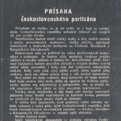 Prísaha partizána v slovenskom jazyku