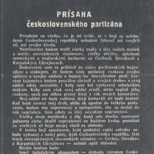 Prísaha partizána v slovenskom jazyku