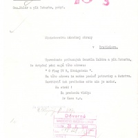 Oznámenie o mieste internácie generála II. triedy Augustína Malára a plk. gšt. Štefana Tatarku v Nemecku v októbri 1944