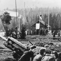Delostrelci 1.čs. az v palebnom postavení na Duklianskom priesmyku